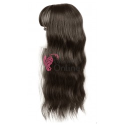 Peruca calota cu par ondulat din fibra Kanekalon 360 grade Cod CYF72724# Saten Inchis - 45 cm lungime